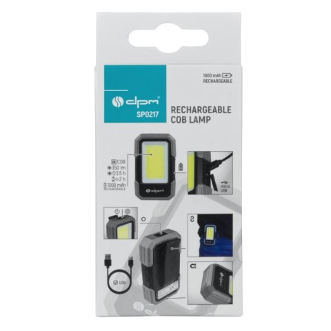 Lampa COB ładowalna, 350 lm, 1000 mAh DPM