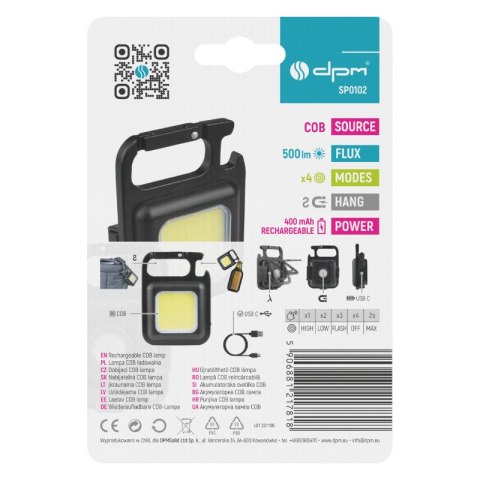 Lampa COB ładowalna, 500 lm, 400 mAh DPM