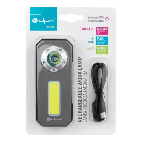 Lampa robocza COB/XPE ładowalna, 450 lm, 1000 mAh DPM