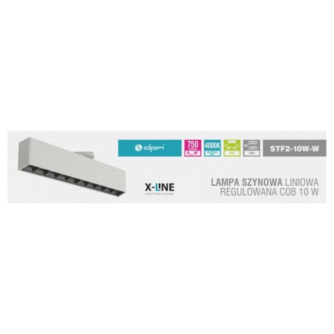 Lampa szynowa LED liniowa regulowana, 10 W, 750 lm, 4000 K, biała, X-LINE DPM