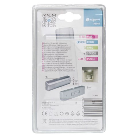 Lampka LED meblowa z czujnikiem ruchu PIR, 15 lm, 3000 K, biała DPM