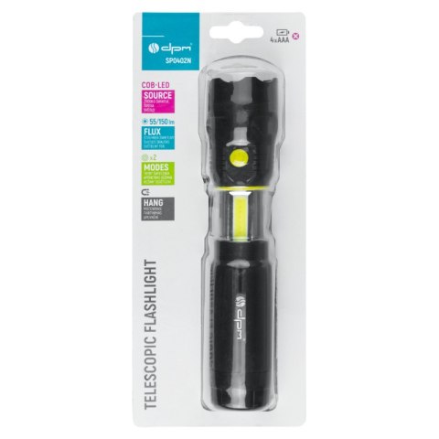 Latarka teleskopowa COB LED, 55 + 150 lm DPM