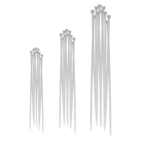 Opaski zaciskowe, 100 / 150 / 200 mm, 60 szt., białe