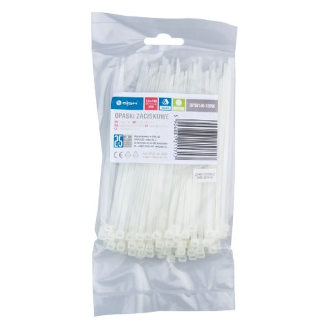 Opaski zaciskowe, 3,6 x 140 mm, 100 szt., białe DPM