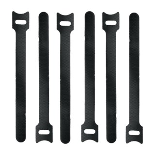 Opaski zaciskowe z rzepem, 6 szt., czarne DPM