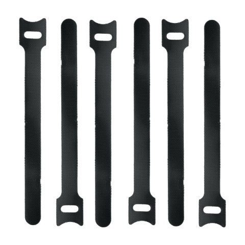 Opaski zaciskowe z rzepem, 6 szt., czarne DPM