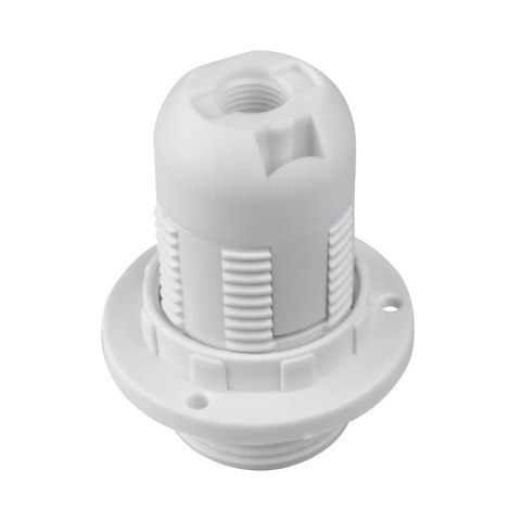 Oprawka E14 z gwintem i kołnierzem, biała DPM