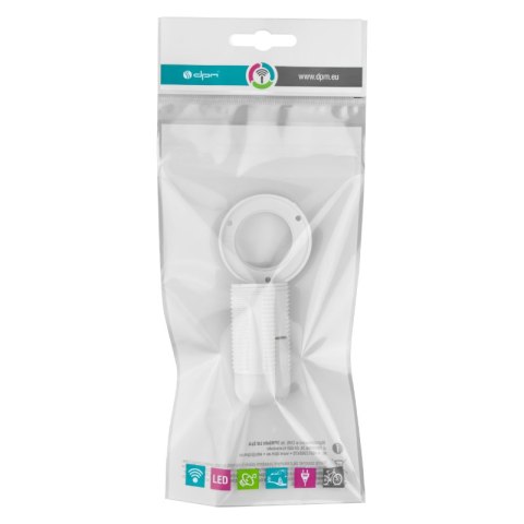 Oprawka E14 z gwintem i kołnierzem, biała DPM