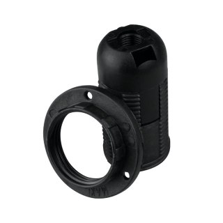 Oprawka E14 z gwintem i kołnierzem, czarna DPM