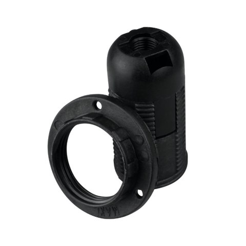 Oprawka E14 z gwintem i kołnierzem, czarna DPM