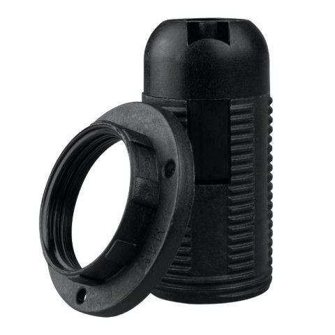 Oprawka E14 z gwintem i kołnierzem, czarna DPM