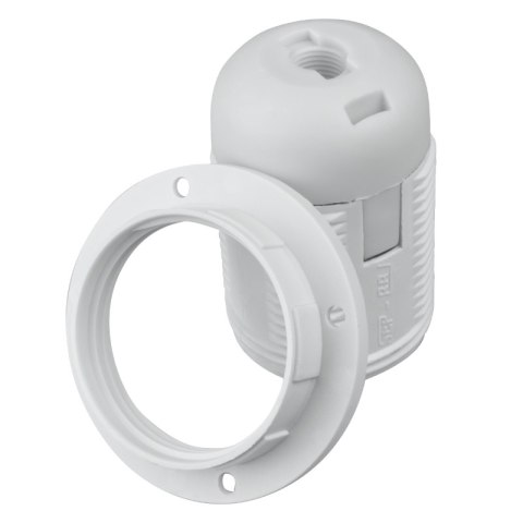 Oprawka E27 z gwintem i kołnierzem, biała DPM