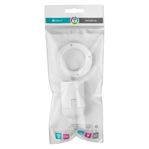 Oprawka E27 z gwintem i kołnierzem, biała DPM