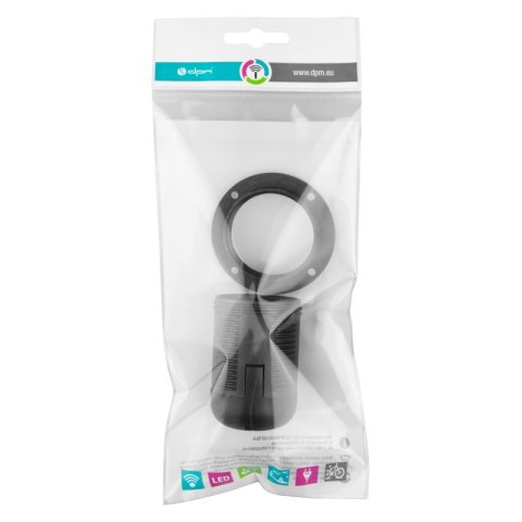 Oprawka E27 z gwintem i kołnierzem, czarna DPM