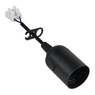 Oprawka budowlana E27 z kablem i kostką, czarna DPM