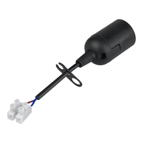 Oprawka budowlana E27 z kablem i kostką, czarna DPM