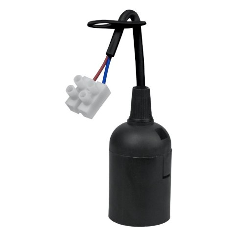 Oprawka budowlana E27 z kablem i kostką, czarna DPM