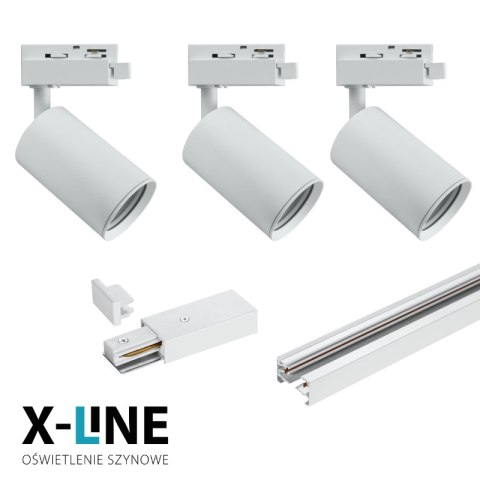 Oświetlenie szynowe - zestaw 3 x GU10, biały, X-LINE DPM