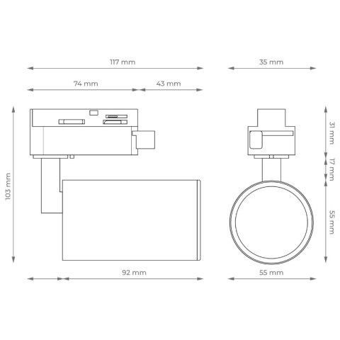 Oświetlenie szynowe - zestaw 3 x GU10, czarny, X-LINE DPM