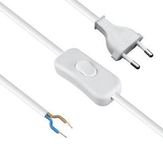 Przewód elektryczny z włącznikiem, biały, 2 m DPM