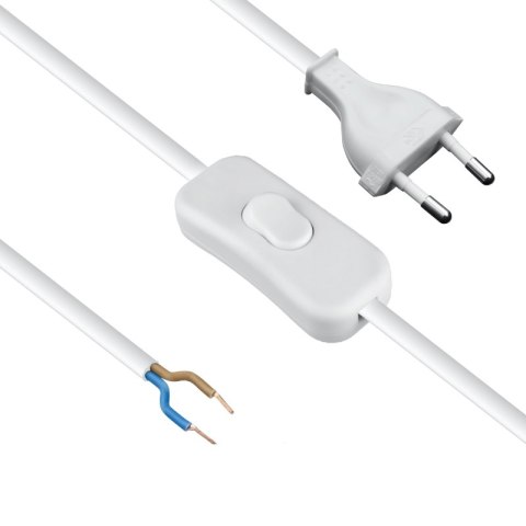 Przewód elektryczny z włącznikiem, biały, 2 m DPM