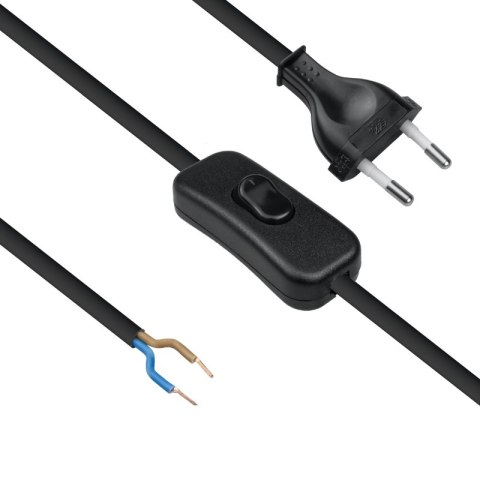 Przewód elektryczny z włącznikiem, czarny, 2 m DPM