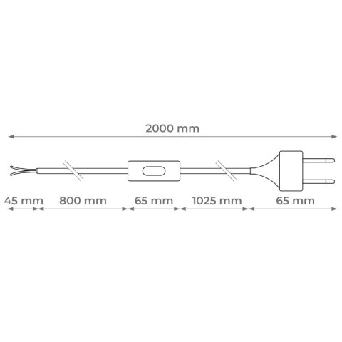 Przewód elektryczny z włącznikiem, czarny, 2 m DPM