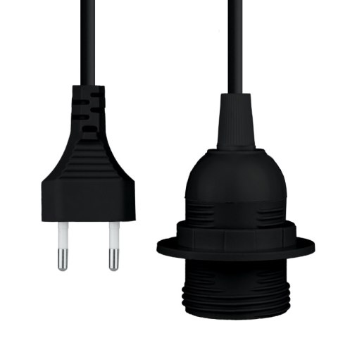 Przewód elektryczny z włącznikiem i oprawką E27, czarny, 2 m DPM