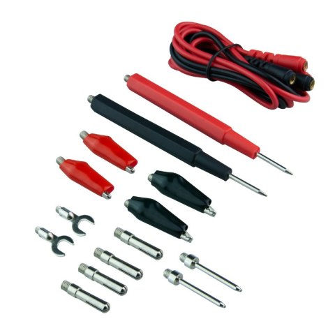 Przewody i końcówki do miernika elektrycznego, cat. III, 2 A / 800 V, 15 elementów DPM