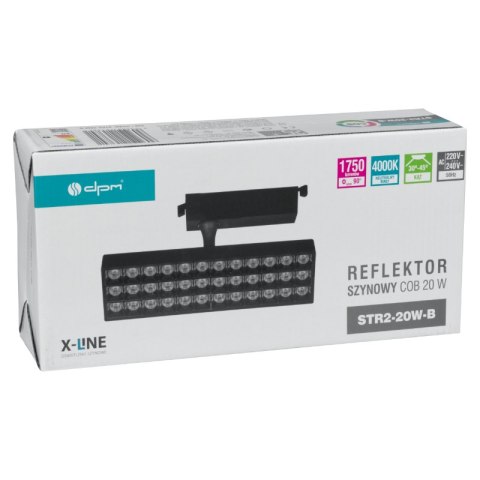 Reflektor szynowy LED, 20 W, 1750 lm, 4000 K, czarny, X-LINE DPM