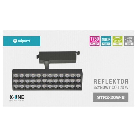 Reflektor szynowy LED, 20 W, 1750 lm, 4000 K, czarny, X-LINE DPM