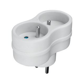 Rozgałęźnik elektryczny, 2 gniazda z uziemieniem, biały DPM