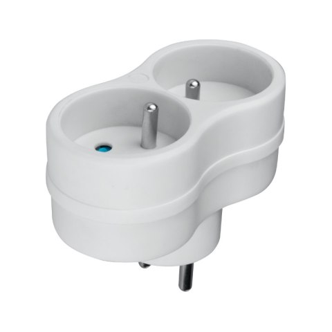 Rozgałęźnik elektryczny, 2 gniazda z uziemieniem, biały DPM