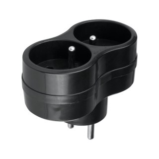 Rozgałęźnik elektryczny, 2 gniazda z uziemieniem, czarny DPM