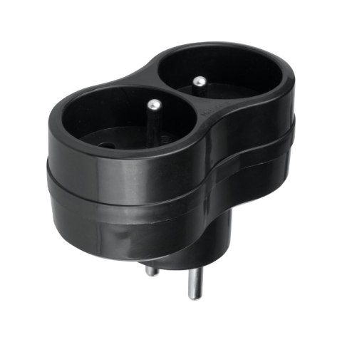 Rozgałęźnik elektryczny, 2 gniazda z uziemieniem, czarny DPM