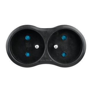 Rozgałęźnik elektryczny, 2 gniazda z uziemieniem, czarny DPM