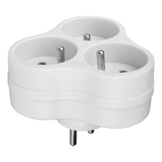 Rozgałęźnik elektryczny, 3 gniazda z uziemieniem, biały DPM