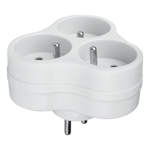 Rozgałęźnik elektryczny, 3 gniazda z uziemieniem, biały DPM