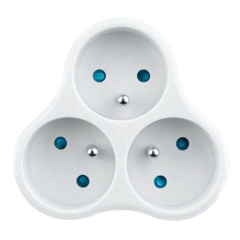 Rozgałęźnik elektryczny, 3 gniazda z uziemieniem, biały DPM