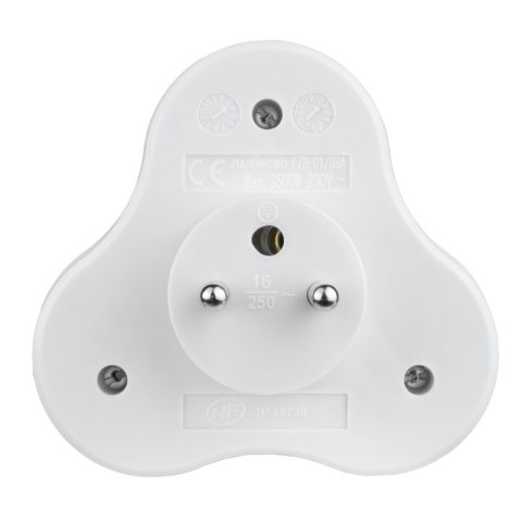 Rozgałęźnik elektryczny, 3 gniazda z uziemieniem, biały DPM