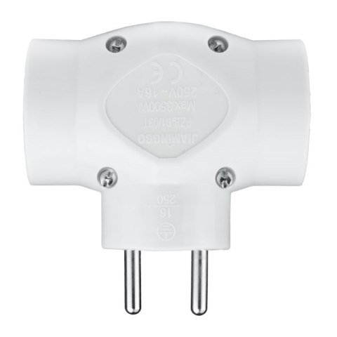 Rozgałęźnik elektryczny, 3 gniazda z uziemieniem, biały DPM