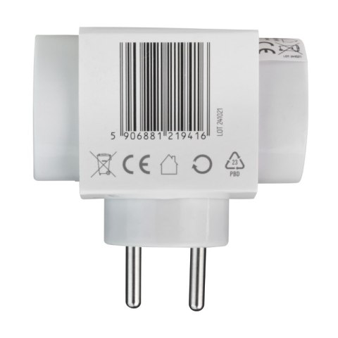 Rozgałęźnik elektryczny, 3 gniazda z uziemieniem, biały DPM