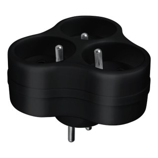 Rozgałęźnik elektryczny, 3 gniazda z uziemieniem, czarny DPM