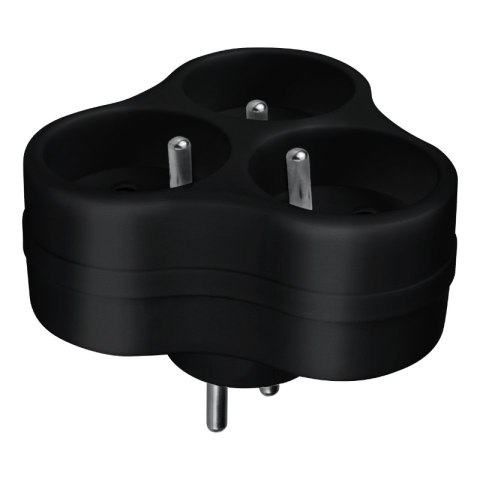 Rozgałęźnik elektryczny, 3 gniazda z uziemieniem, czarny DPM