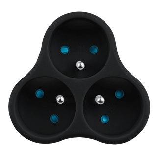 Rozgałęźnik elektryczny, 3 gniazda z uziemieniem, czarny DPM