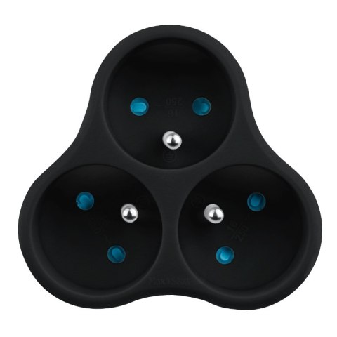 Rozgałęźnik elektryczny, 3 gniazda z uziemieniem, czarny DPM