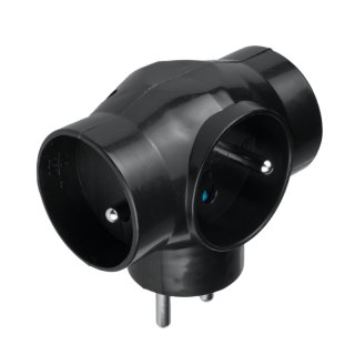 Rozgałęźnik elektryczny, 3 gniazda z uziemieniem, czarny DPM