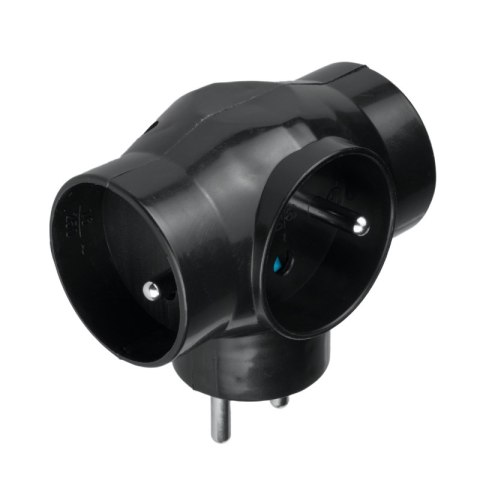 Rozgałęźnik elektryczny, 3 gniazda z uziemieniem, czarny DPM