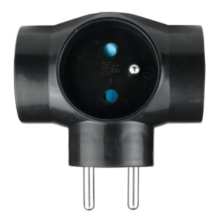 Rozgałęźnik elektryczny, 3 gniazda z uziemieniem, czarny DPM