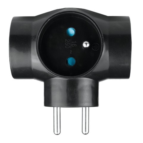 Rozgałęźnik elektryczny, 3 gniazda z uziemieniem, czarny DPM